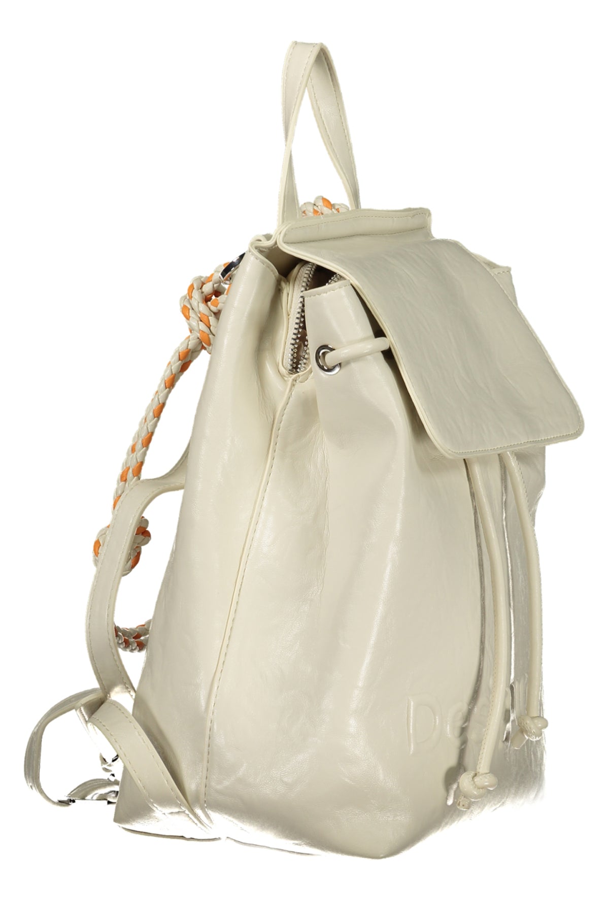 Desigual Half Logo Luena Mini Ecru Backpack - White